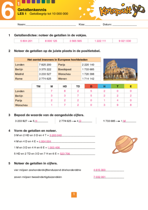 Katapult 6 - correctiesleutel werkboek target 1