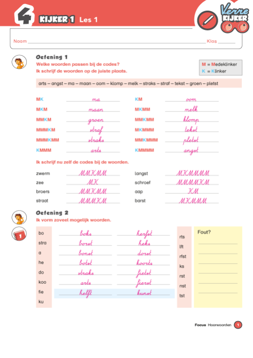 Verrekijker 4 spelling - correctiesleutel werkboek kijker 1 en 2