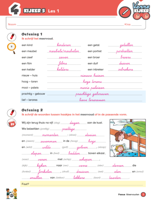 Verrekijker 4 spelling - correctiesleutel werkboek kijker 5 en 6
