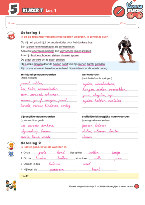 Verrekijker 5 spelling - correctiesleutel werkboek kijker 7 en 8
