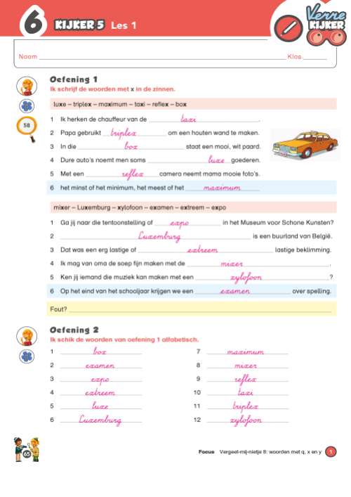 Verrekijker 6 spelling - correctiesleutel werkboek kijker 5 en 6
